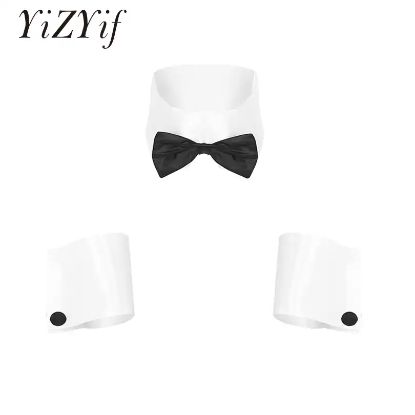 Stripper Dress Up Set Collar Cuffs Bow Tie Adults Fancy Dress