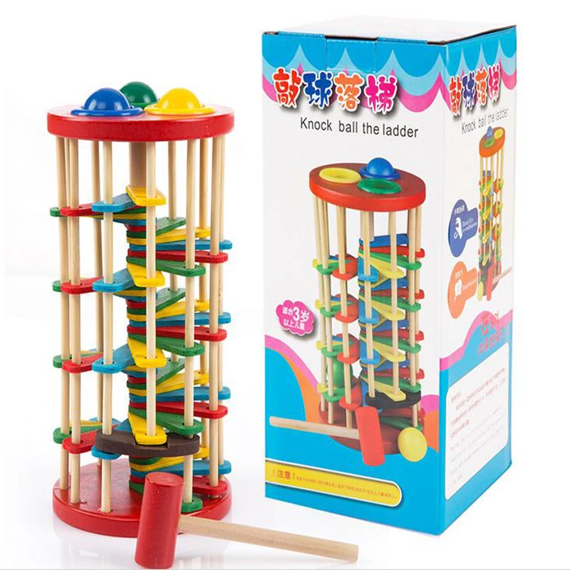 Деревянные разноцветные веселые палочки игрушки детские развивающие сбивать мяч игрушечные лестницы подарки для детей