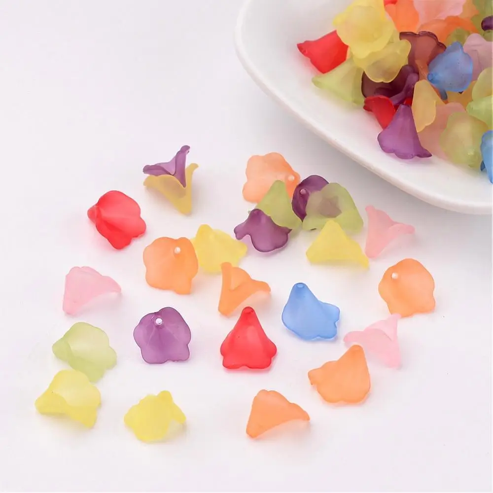 Transparent Acrylic Beads Dyed Frosted Flower Mixed Color about 9~10mm long wide hole: 1mm 3500pcs/500g | Украшения и аксессуары