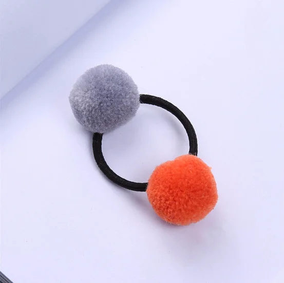 16 Pcs 8 Pairs Colored Pom Ball Elastic Hair Ties Girls' Ponytail Holder Kids Hair Bands Accessories Children's Hair Accessories