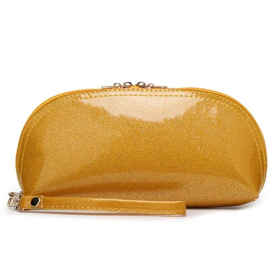 Модный женский кошелек из лакированной кожи клатч конфетного цвета сумка опрятная милая сумка для монет в виде ракушки красный черный белый кошелек - Цвет: shining yellow