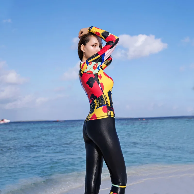 Женский пляжный костюм Rashguard закрытый купальный для серфинга размера плюс