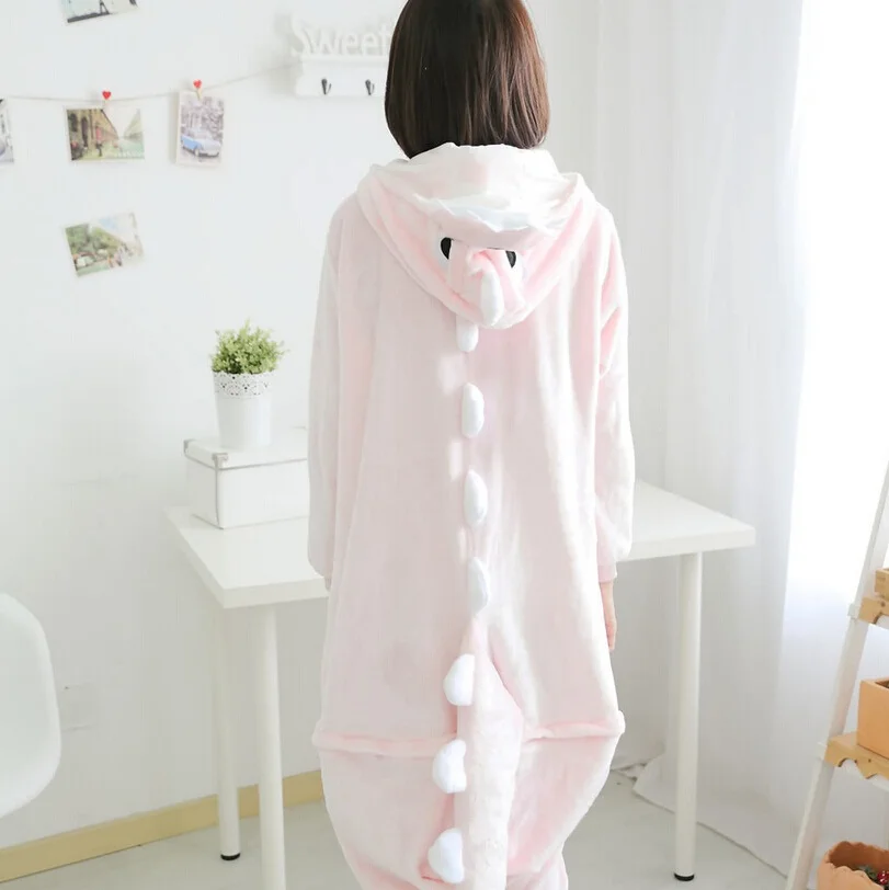 Кигуруми розовый динозавр Onesie взрослых детей унисекс Косплей Костюм пижамы цельный карнавальный костюм животного