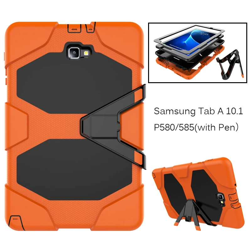 

Heavy Duty Case Cover For Samsung Galaxy Tab A6 A 6 10.1" S Pen SM-P583 P580 P585 Tablet Case Soft Silicone +PC Back Cover