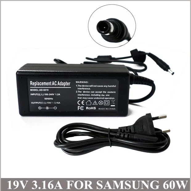 19V3.16A60W AC Adapter Laptop Charger Plug For Computer Samsung NP-R540-JA05US NP-RV511I RV511-A01 R540-JA09US NP-Q1 Ultra Q1U | Компьютеры