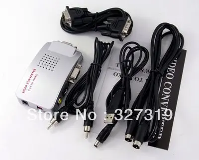 

PC Laptop Computer VGA to RCA AV Signal TV S-Video Converter Box Adapter