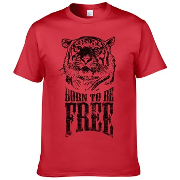 

2017 Letter Born to be free tiger T shirt men brand clothing animal printed male T-shirt top quality 100% cotton Cool Tees #180