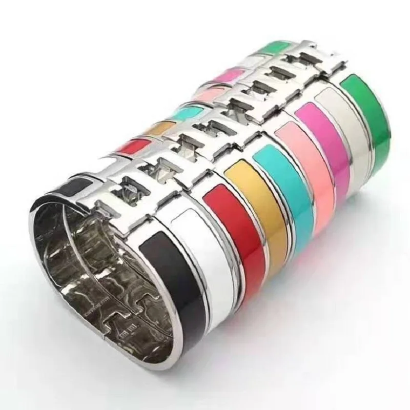 

OLOEY 2019 Small Love Horse Spring Bracelet H Letter Prostitute Titanium Steel Bracelet 7 Color Rose Gold