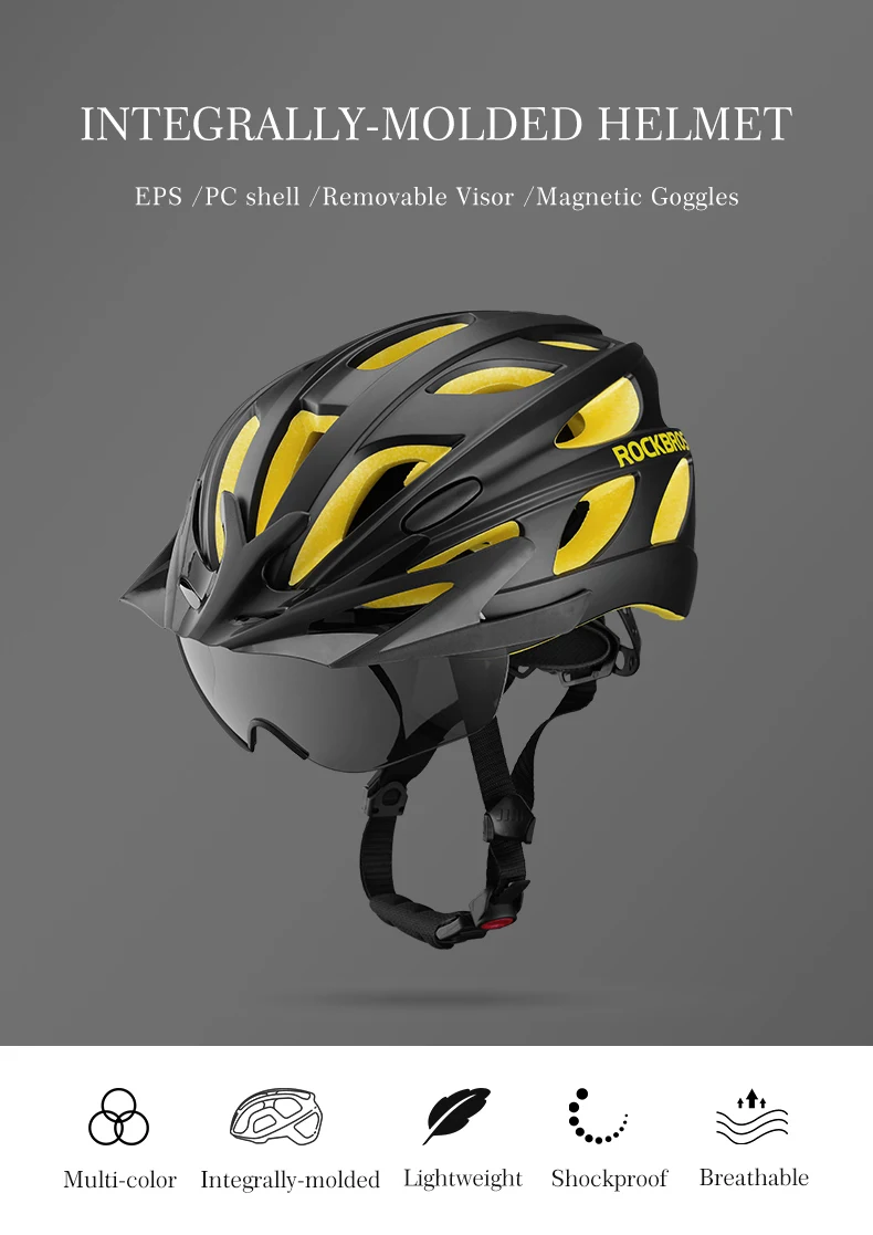 ROCKBROS очки велосипедные шлемы интегрально формованные сверхлегкие магнитные MTB езда по горной дороге велосипедные шлемы с солнцезащитными очками