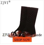 ZJVI/модные женские сапоги до колена; зимние женские сапоги до бедра из нубука; Женская мода года; женская обувь на высоком квадратном каблуке