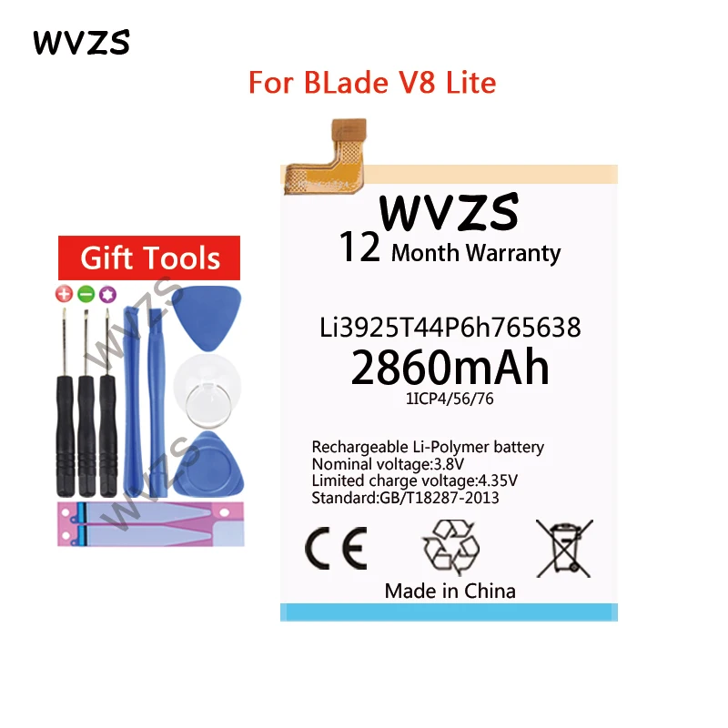 Wvzs 2860 mAh литий полимерная батарея Li3925T44P6h765638 для ZTE Blade V8 Lite сменные