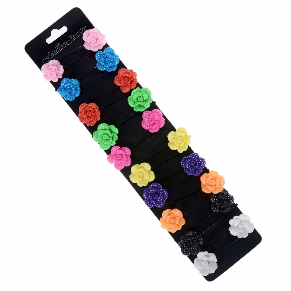 Colorful Flower Hair Clips Straight Pins Grips Barrette ...