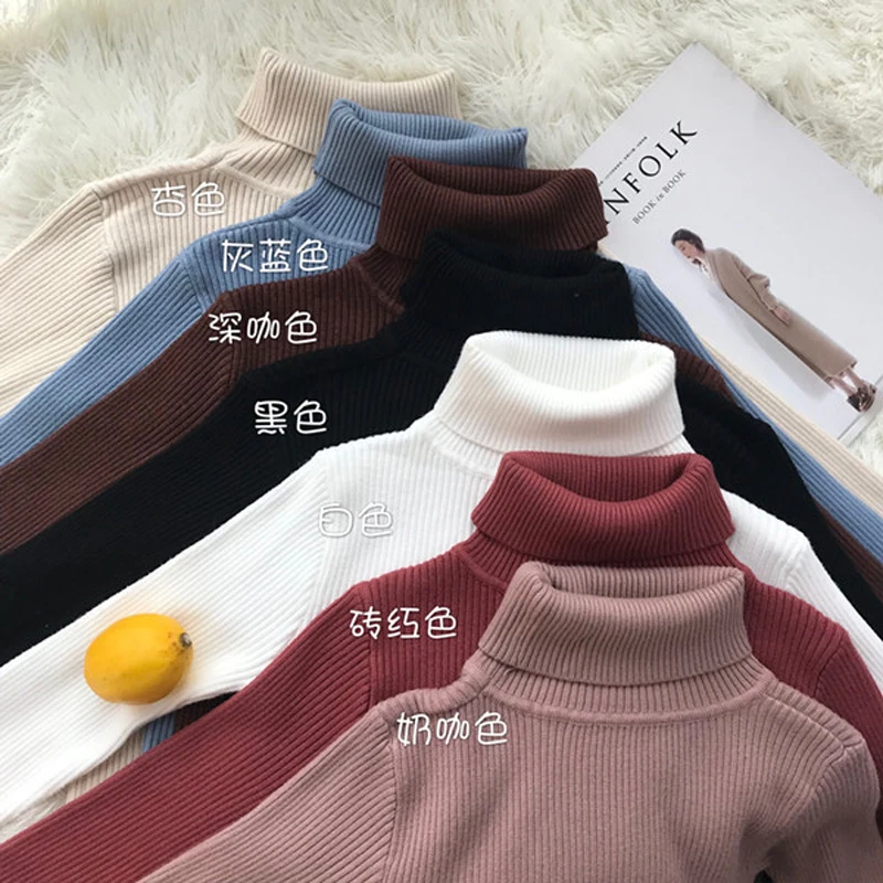 

7 Colors Mihoshop Ulzzang Korean Korea Women Fashion Clothing High Collar Turtleneck Basic Pure Sweater Chic