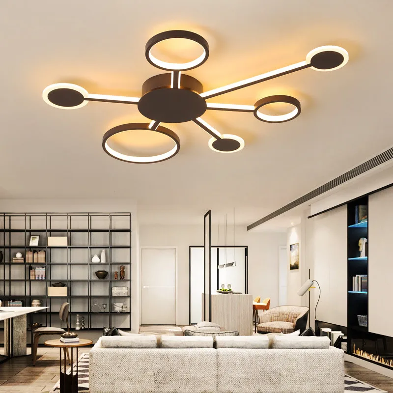 

New Design Brown LED Chandelier Lighting Fixtures Dimming Chandeliers For Bedroom With Remote Lamp LustreS lamparas de techo