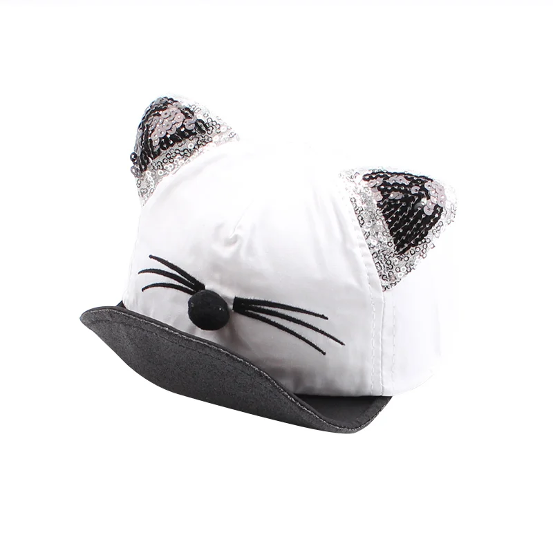 Cartoon Cat Baby Caps New Soft Cotton Baby Hat With Ears Summer Sequins Caps For Girls 2017 Summer Autumn Baby Boys Sun Hats (4)