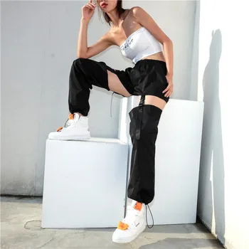 

ZOGAA Loose Streetwear Pencil Pants Black High Waist Cargo Pants Women Pockets Patchwork 2019 Fashion Hip Hop Women's Trousers
