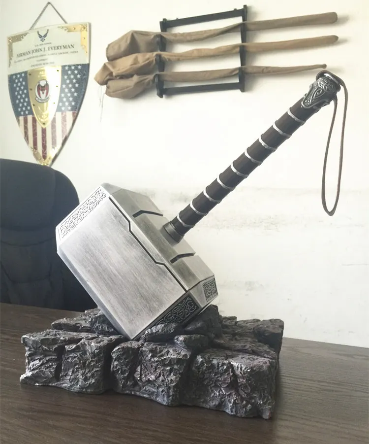 Hammer and Base Новинка 44 см 1:1 Мстители Тор молот Мьёльнир шоу базовая модель взрослый костюм вечерние Косплей Коллекция игрушек подарок украшение комнаты - Цвет: Hammer and Base