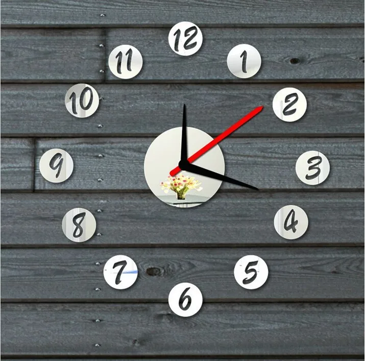 3D Mirror Clock Decorative Home Wall Stickers Decorate Vinyl Wall Art