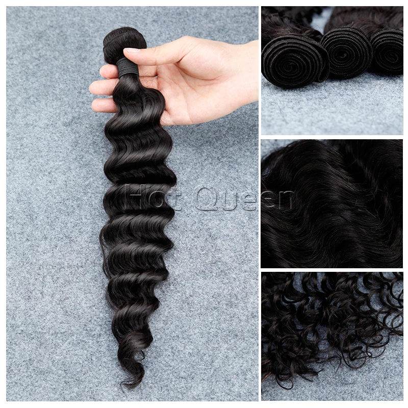 

1Pcs Peruvian Deep Wave Virgin Hair Weaves 6A Human Unprocessed Peruvian Remy  Hair Deep Wave Curly Peruvian Human Hair Bundles