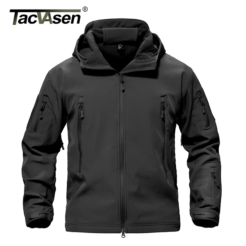 TACVASEN Herren Wasserdichte Fleecejacke Outdoor Military Soft Shell Camo Jacke