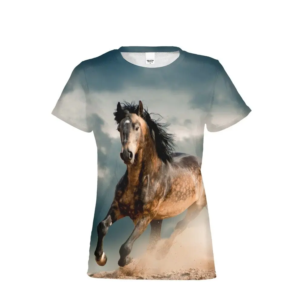 3D Print Animal Horse T Shirts Women Short Sleeve O neck Fitness T