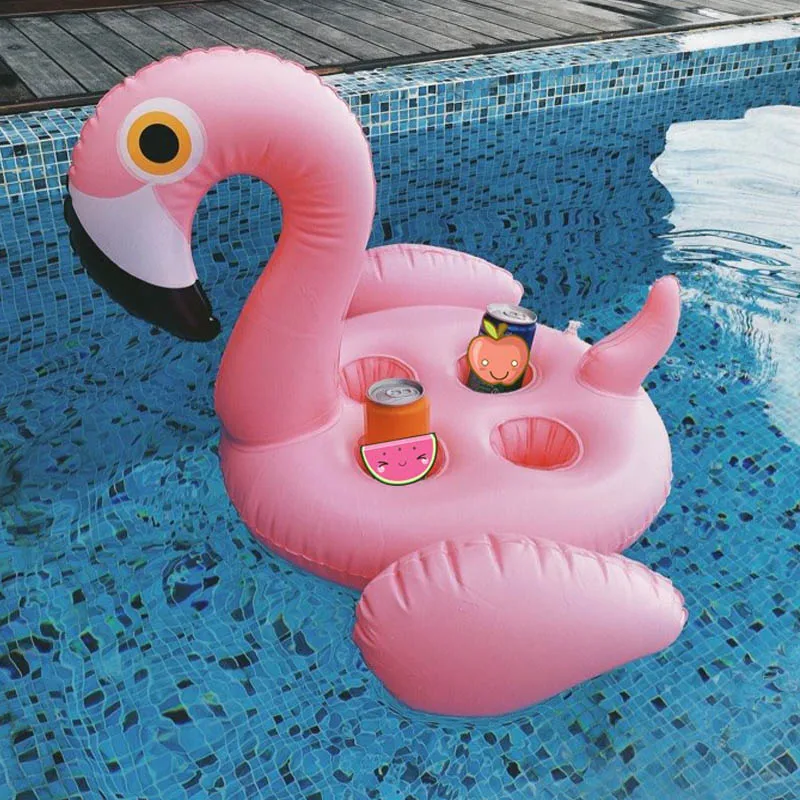 1~6 Flamingo Inflatable Floating Drink Can Cup Holder Tub Swim Pool Beach Party 