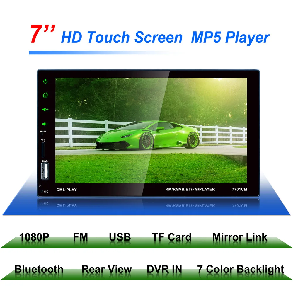 

2 Din Car Monitors Vehicle 7 "Bluetooth MP5 High Clear Flat Capacitance Screen Touch 7701 Reverse Priority Mobile Phone