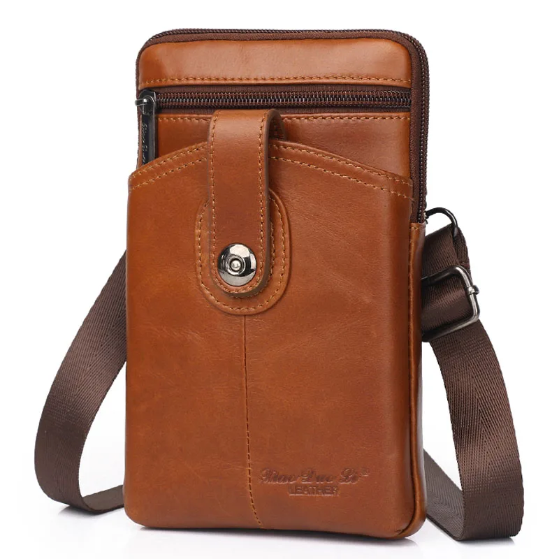 أزياء الرجال جلد طبيعي حزام هوك فاني الخصر حزمة الاتجاه السفر عالية الجودة العلامة التجارية Crossbody أكياس الهاتف حالة محفظة