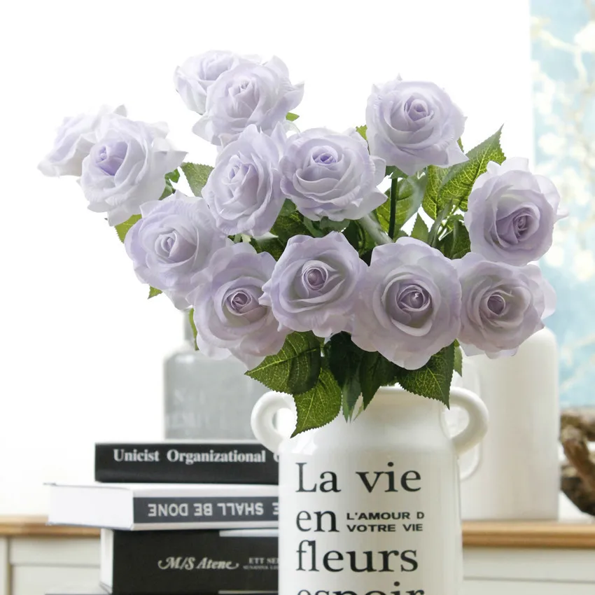 Rose Artificial Flower Bouquet wedding flowers silk peony home party decor  (6)