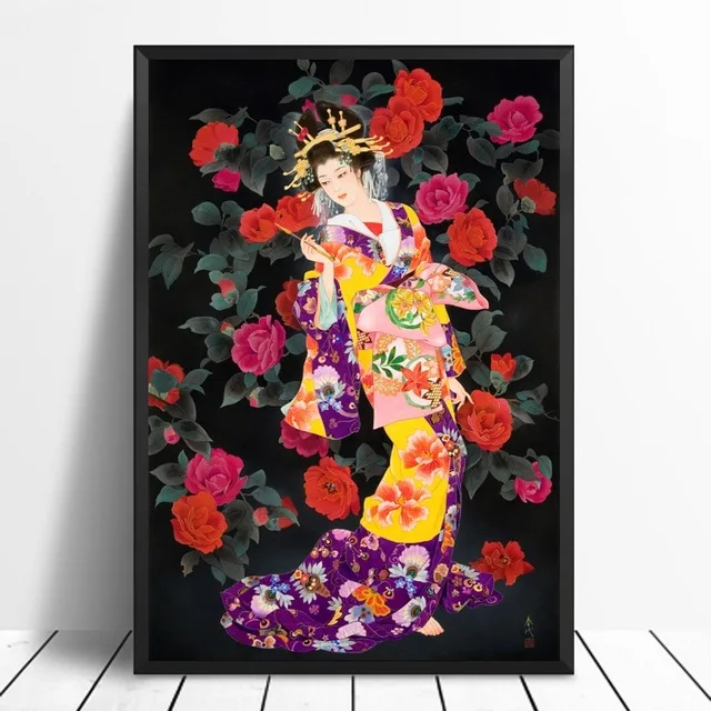 Холст, настенная живопись в скандинавском стиле, японская гейша, HD принты, модульные картины, креативное украшение дома, плакат для гостиной - Цвет: BO YXCV1927-03