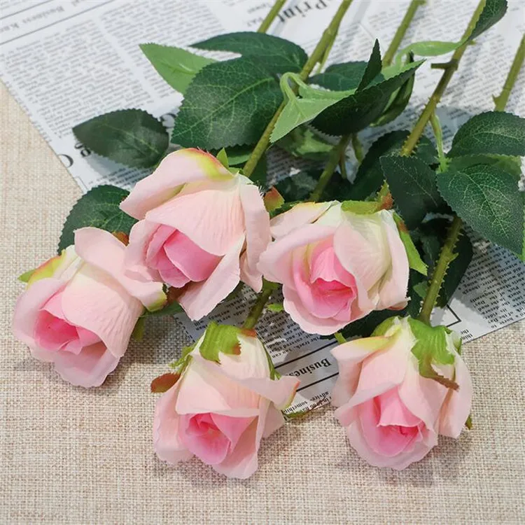 Поддельный одиночный стебель Роза 20,4" Длина Искусственные розы для DIY свадебный букет дома декоративные искусственные цветы
