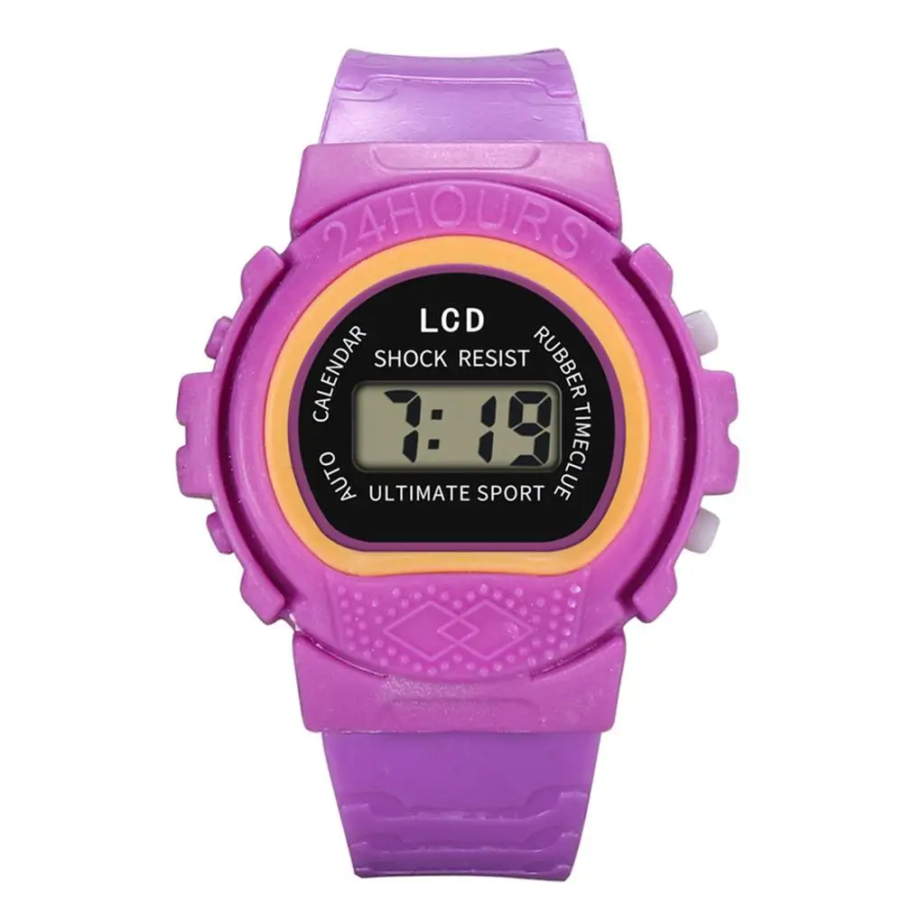 Детский аналоговый цифровой спортивный светодиодный водонепроницаемый наручные часы для девочек - Цвет: Pueple