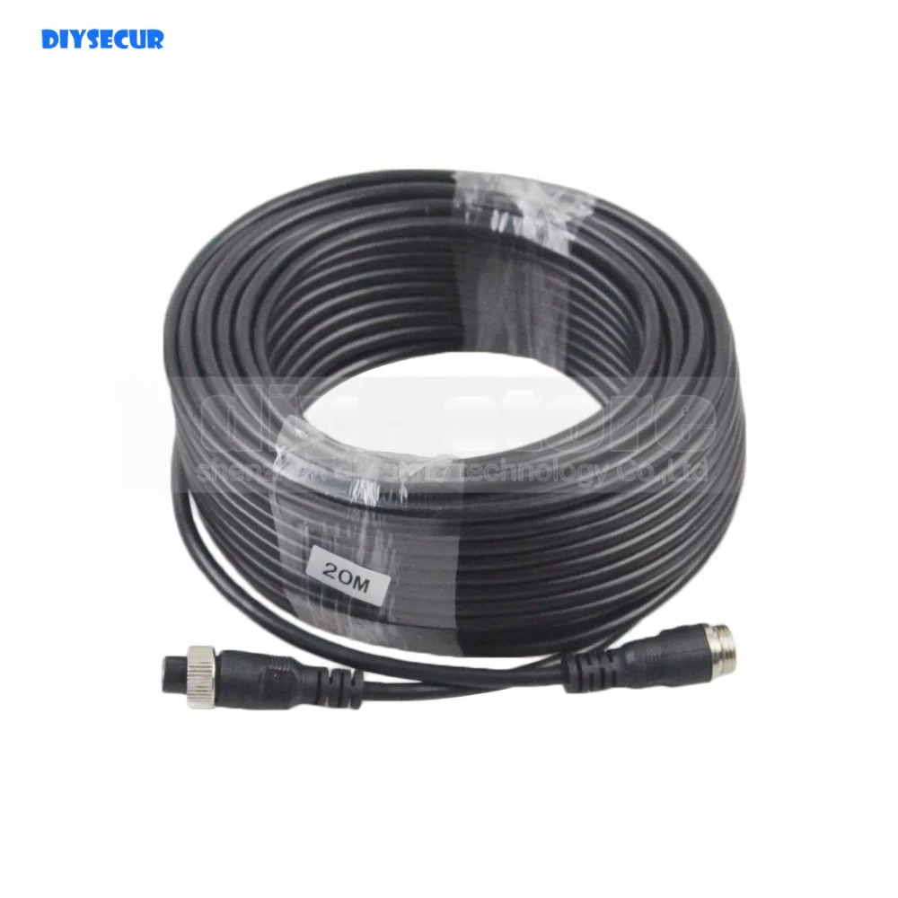

DIYSECUR 20 Meters 66 Feet Waterproof 4pin Connectors Extension Cord Video/Signal Power Cable for Camera Monitor Reversing