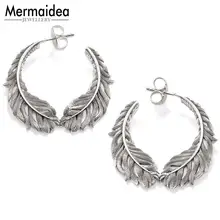 Серьги гвоздики перья Крылья Мода Романтический украшения для женщин подарок 925 пробы серебро Супер дело