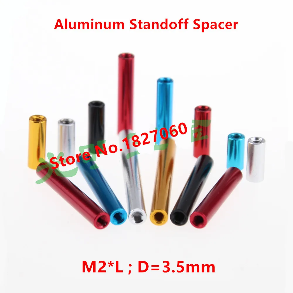 

10pcs M2 Aluminum Spacers Red/Black M2*6-50mm Aluminum Round standoff spacer studs long nut D=3.5mm aluminum spacing screw
