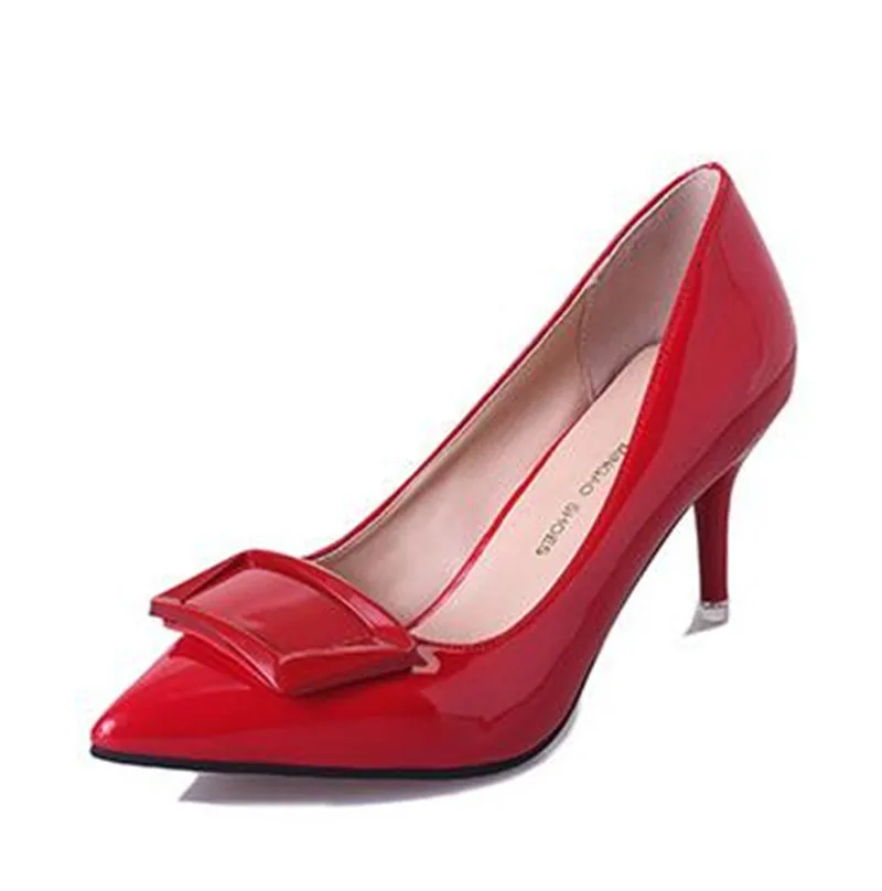  Free shipping 2016 designer shoes with elegant commuter pointed high heel summer hot style bowknot single women's patent 