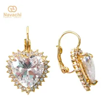 Navachi Сердце Красный кубический циркон кристалл желтый обруч серьги SMT2825