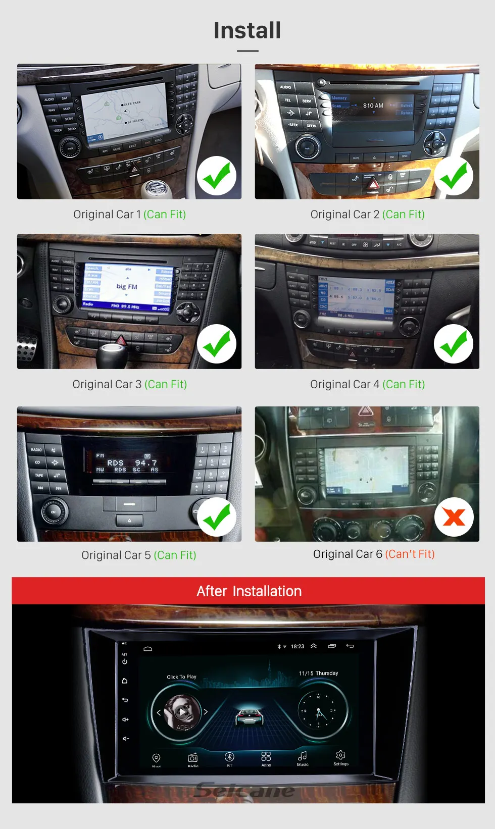 Seicane Android 8,1 Автомобильный gps мультимедийный плеер gps для 2001 2002-2010 Mercedes Benz E-Class W211/CLS W219/CLK W209/g-класс W463