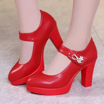 

2019 cheongsam show high heels female pointed buckle thick with waterproof platform silver show T model shoes women's shoes