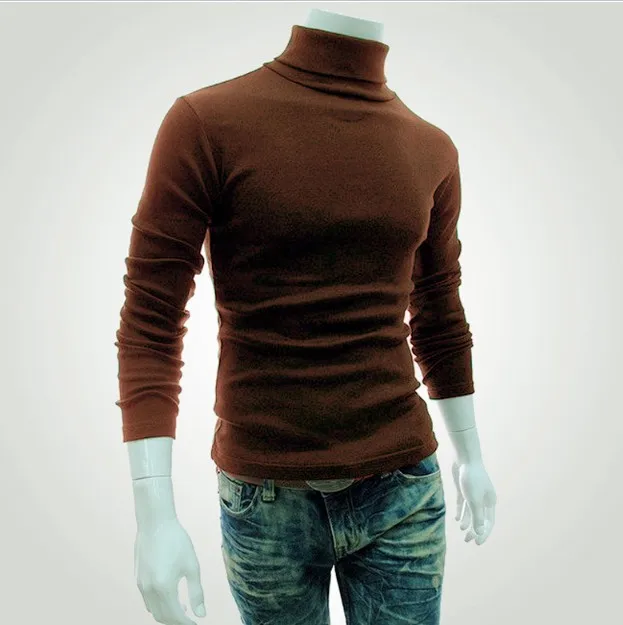 2019New Autumn Winter Men'S Sweater Men'S Turtleneck Solid Color Casual Sweater Men's Slim Fit Brand Knitted Pullovers