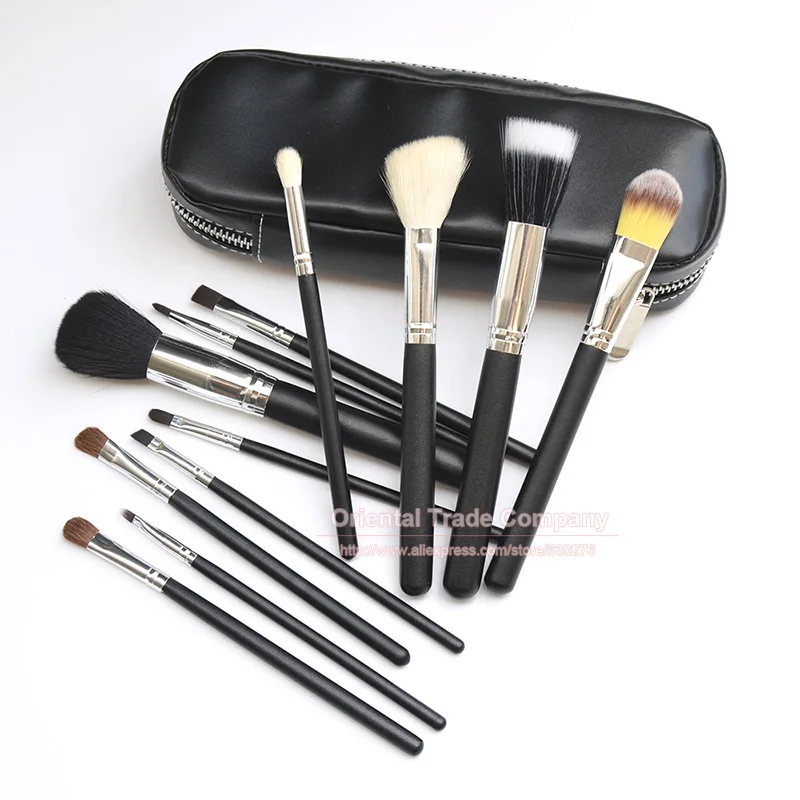 Pаспродажа Новый Брендовые щётки для макияжа 12 шт. натуральных волос набор косметики с PU кожаная сумка деревянной ручкой высокое качество составляют К...