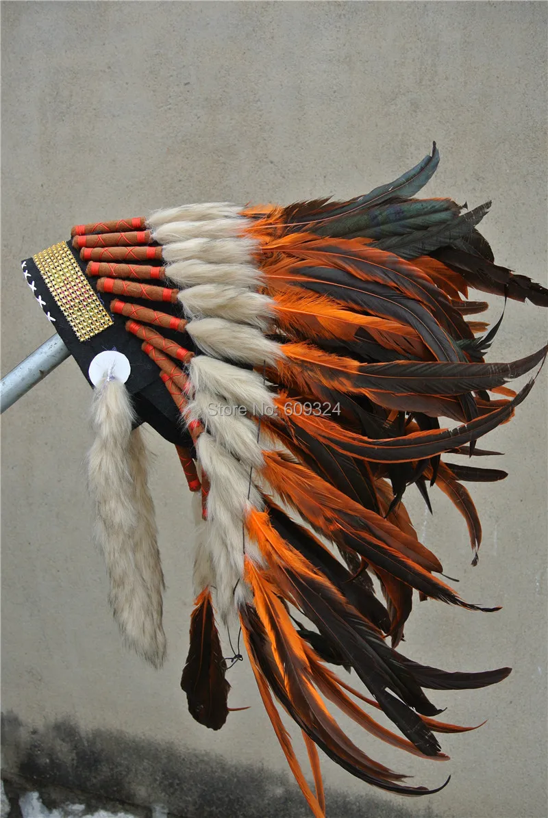 

21inch high orange Feather headpiece headdress halloween feather hat costumes