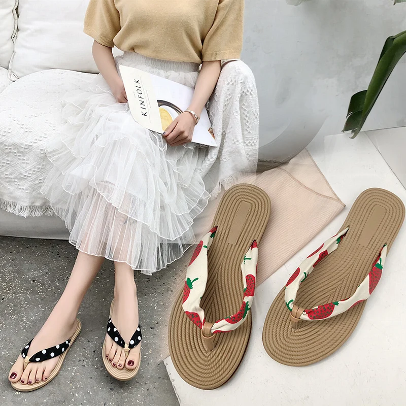 

2019 Summer New Fashion Casual Shoes Handmade Women Embroider Flip Flops Low Heel Leisure Woman Summer Top quality Slippers
