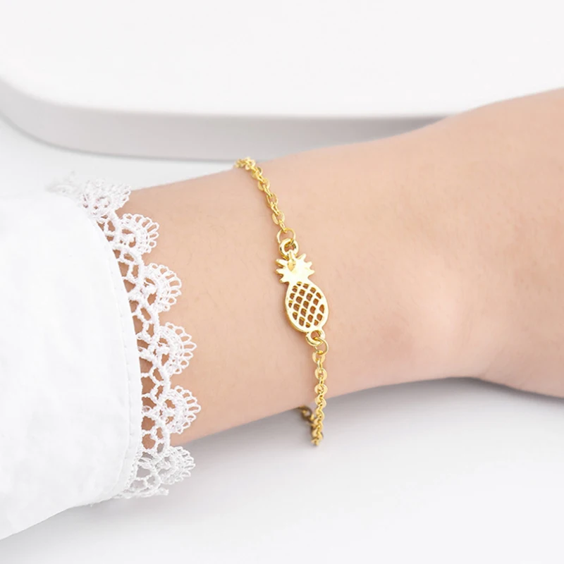 

Pineapple Bracelet For Women Gift Jewelry Friendship Bracelet Fashion Women Bangle Hollowed Pineapple Strand Chain Bracelet