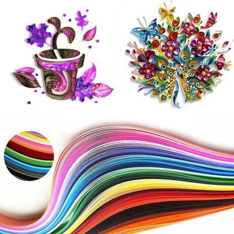 

3/5/7 mm Width 180 Strips Colorful Paper Quilling Rolling Tool For Papercraft DIY Craft 3 Sizes