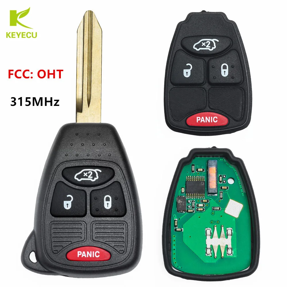 Chrysler Sebring Key Replacement KEYECU New Replacement 3+1 Button Remote Key Fob 315MHz With ID46 Chip