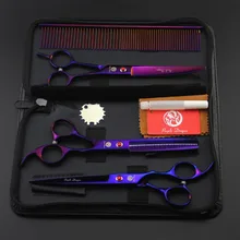 Профессиональные ножницы для стрижки собак с острым краем 7,0 дюйма, ножницы для резки+ изогнутые+ истончающие ножницы+ стальная расческа