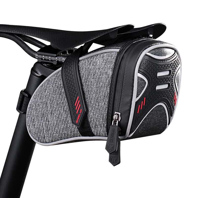 Велосипедная седельная сумка на колесиках, задняя седельная сумка, Аксессуары для велосипеда, непромокаемая Светоотражающая велосипедная сумка с крючком - Цвет: black