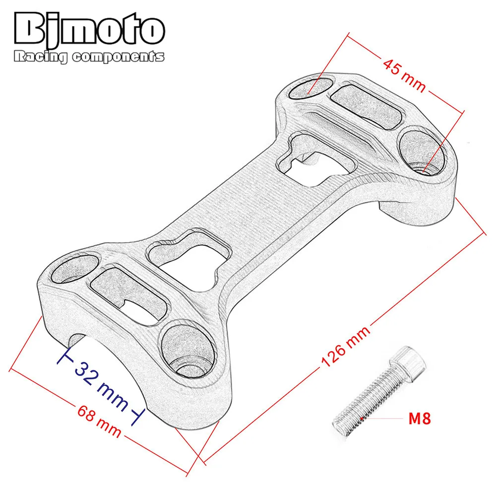 Bjmoto Руль двигателя толстые стержни стойка зажим верхняя Поддержка мотоцикла CNC
