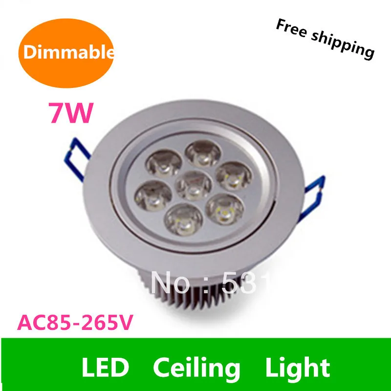 

Dimmable 10PCS Free shipping 7W Ceiling downLight Fixture AC85-265V 50/60Hz Cold white/warm white 2 Years Warranty CE&ROHS